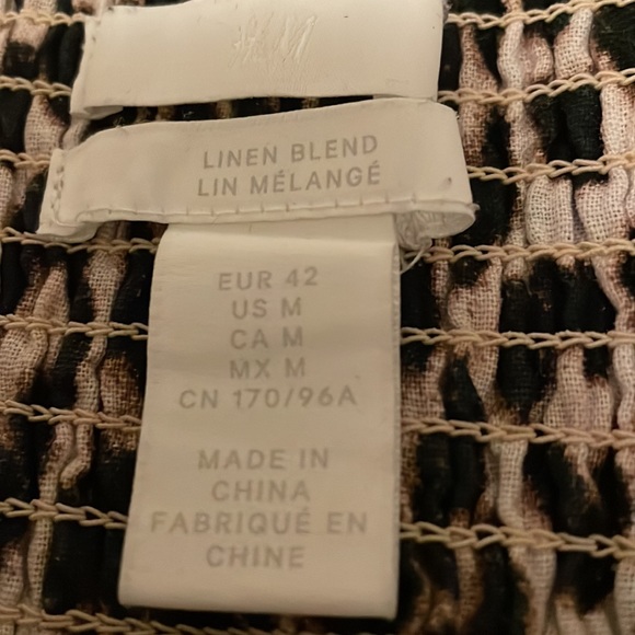 H&M Linen blend LEOPARD animal print dress sundress button - Picture 5 of 9